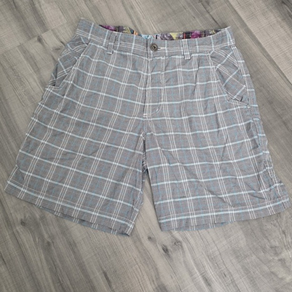 Lululemon Kahuna Shorts Mens Size 32 Gray Plaid Comic‎ Strip Outdoor Casual